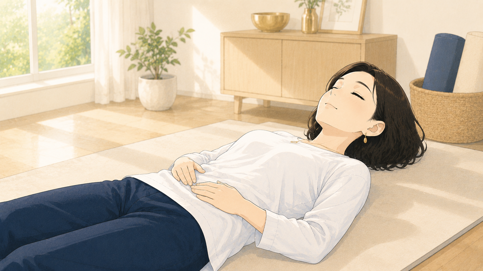 深呼吸エクササイズをする女性