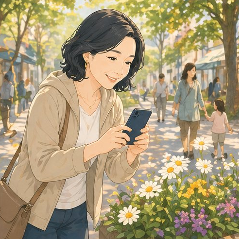 街歩きと花
