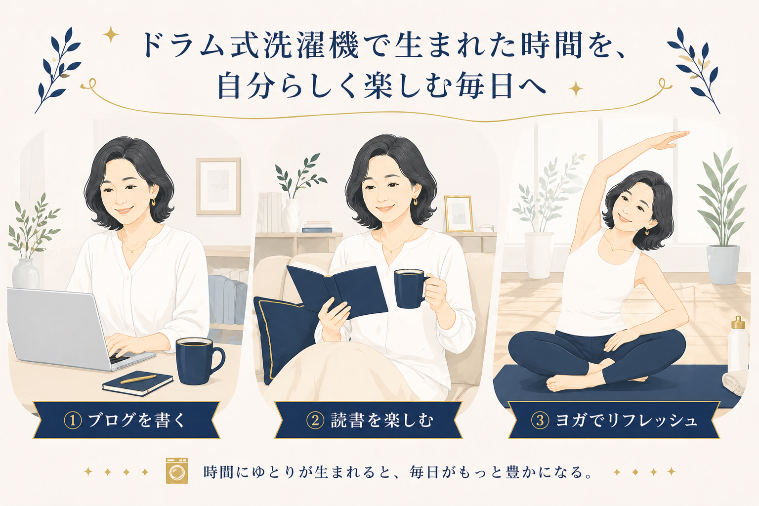 ドラム式洗濯機で生まれた時間を自分らしく楽しむ